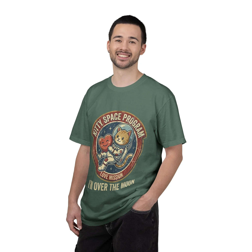 Kitty Space Program Im Over the Moon T-Shirt | Vintage Cat Astronaut Graphic Tee | Retro Space Cat Lover Gift Shirt