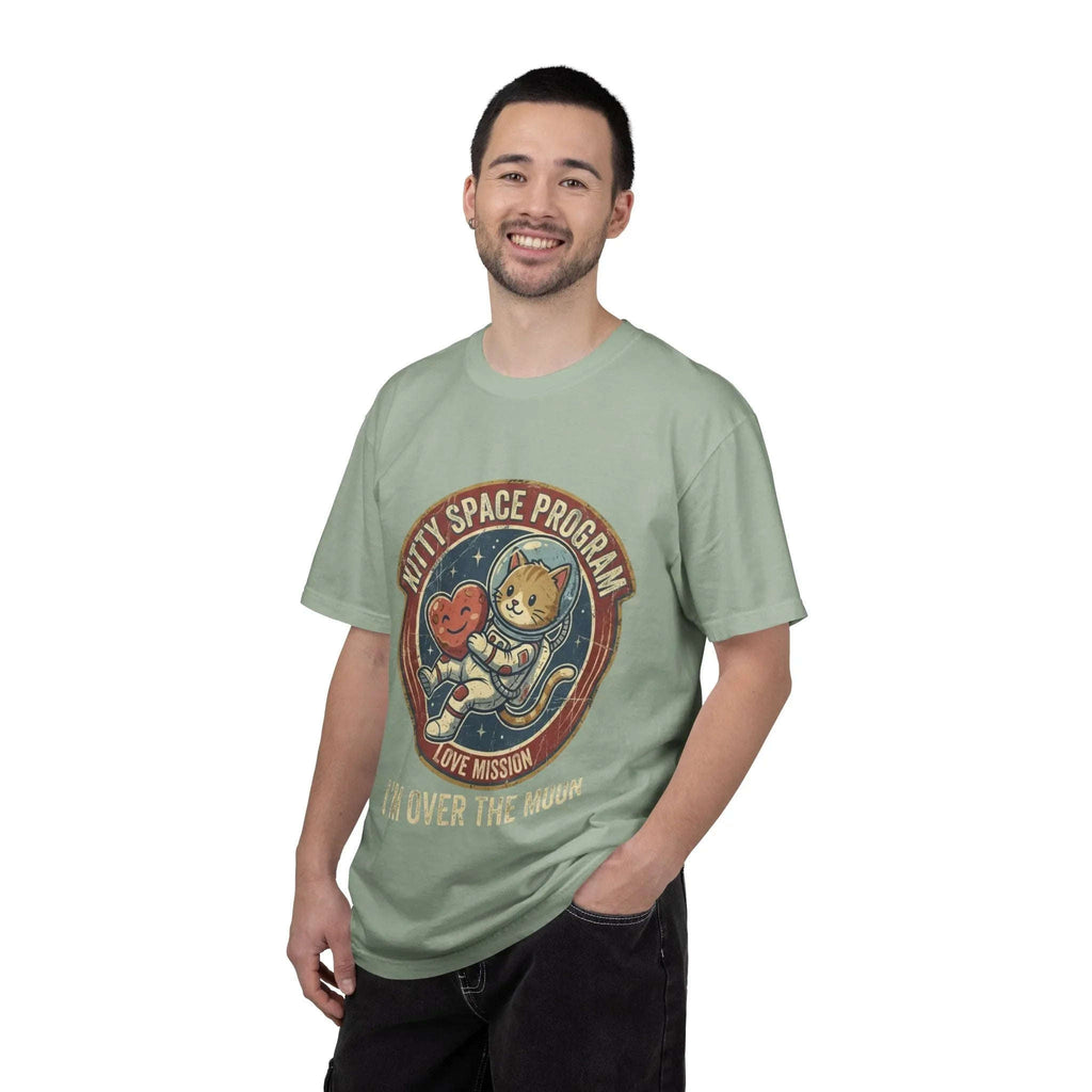 Kitty Space Program Im Over the Moon T-Shirt | Vintage Cat Astronaut Graphic Tee | Retro Space Cat Lover Gift Shirt