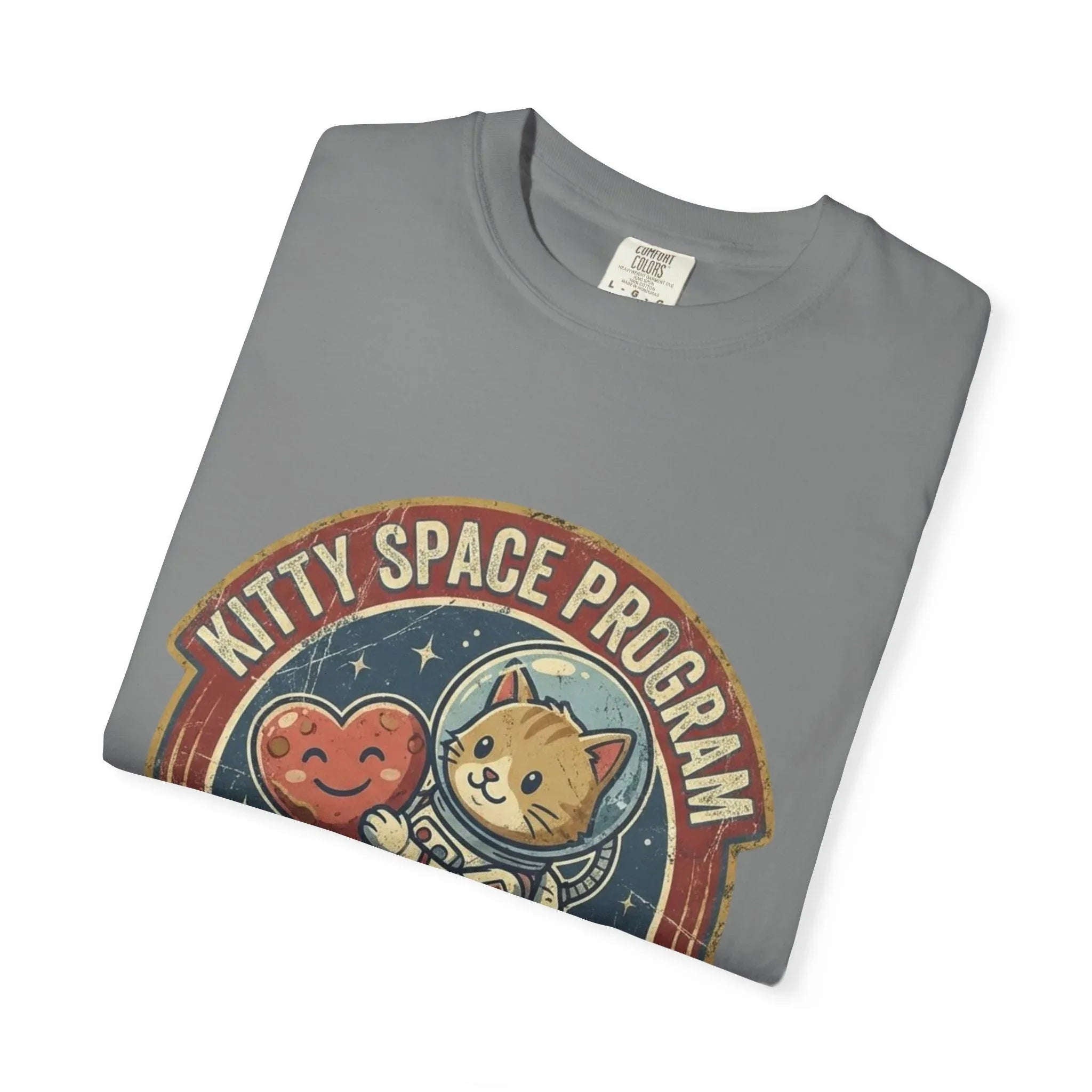 Kitty Space Program Im Over the Moon T-Shirt | Vintage Cat Astronaut Graphic Tee | Retro Space Cat Lover Gift Shirt