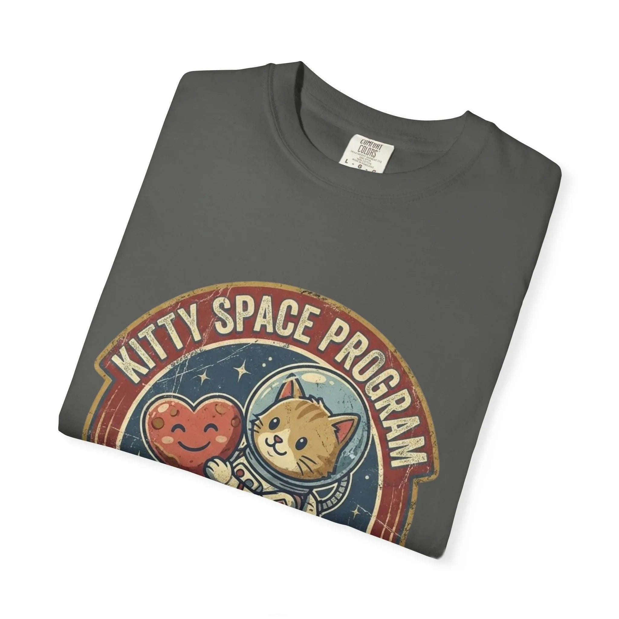 Kitty Space Program Im Over the Moon T-Shirt | Vintage Cat Astronaut Graphic Tee | Retro Space Cat Lover Gift Shirt