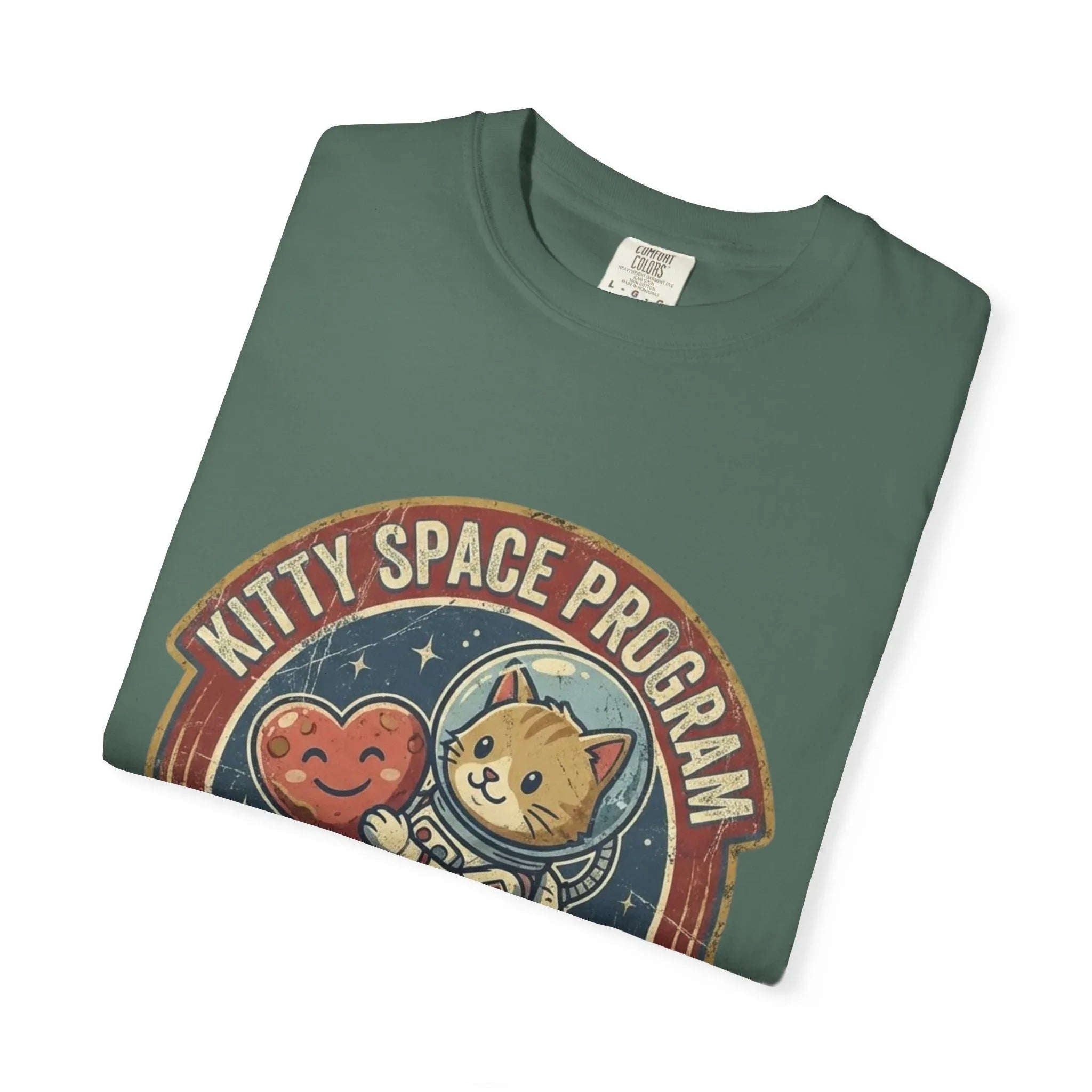 Kitty Space Program Im Over the Moon T-Shirt | Vintage Cat Astronaut Graphic Tee | Retro Space Cat Lover Gift Shirt