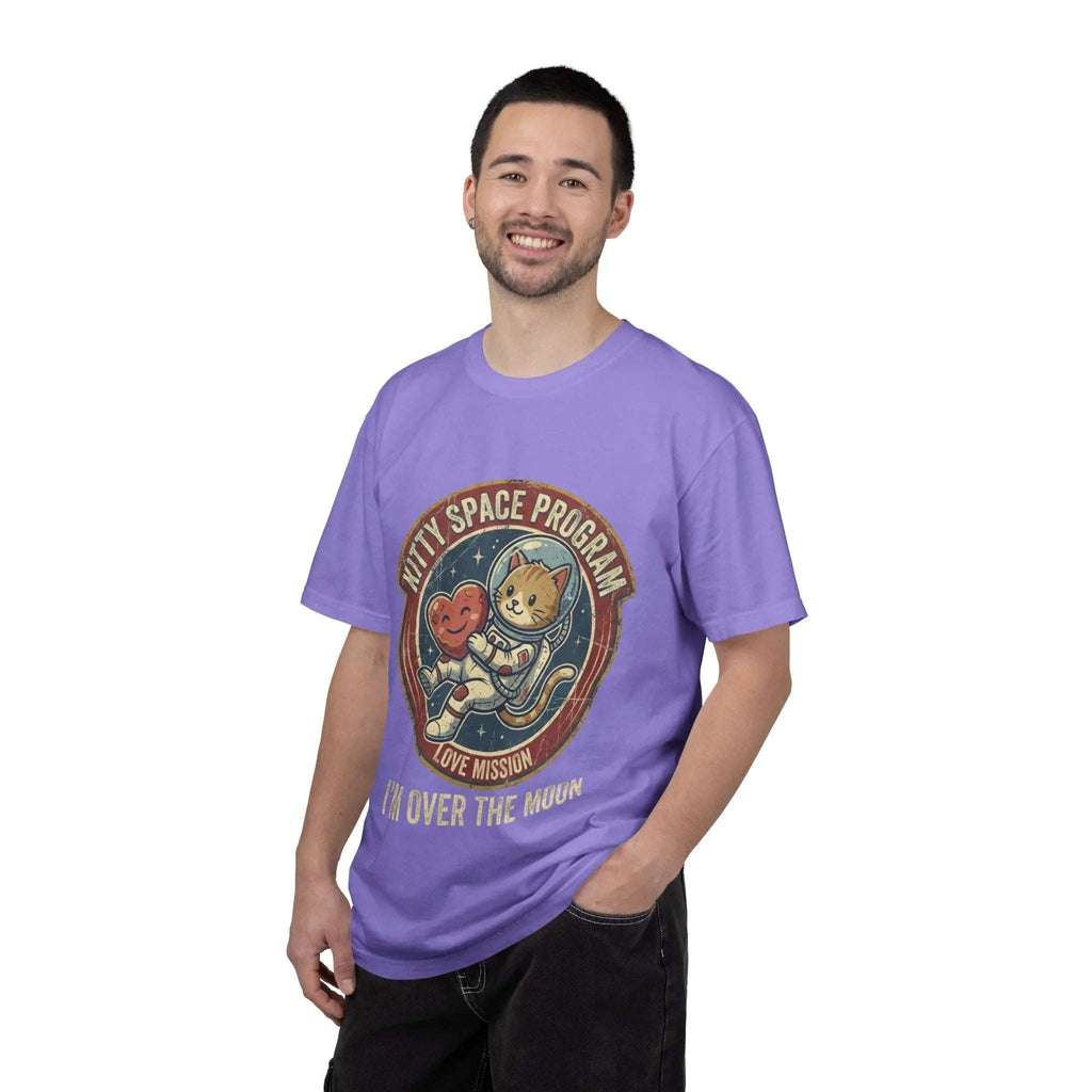 Kitty Space Program Im Over the Moon T-Shirt | Vintage Cat Astronaut Graphic Tee | Retro Space Cat Lover Gift Shirt