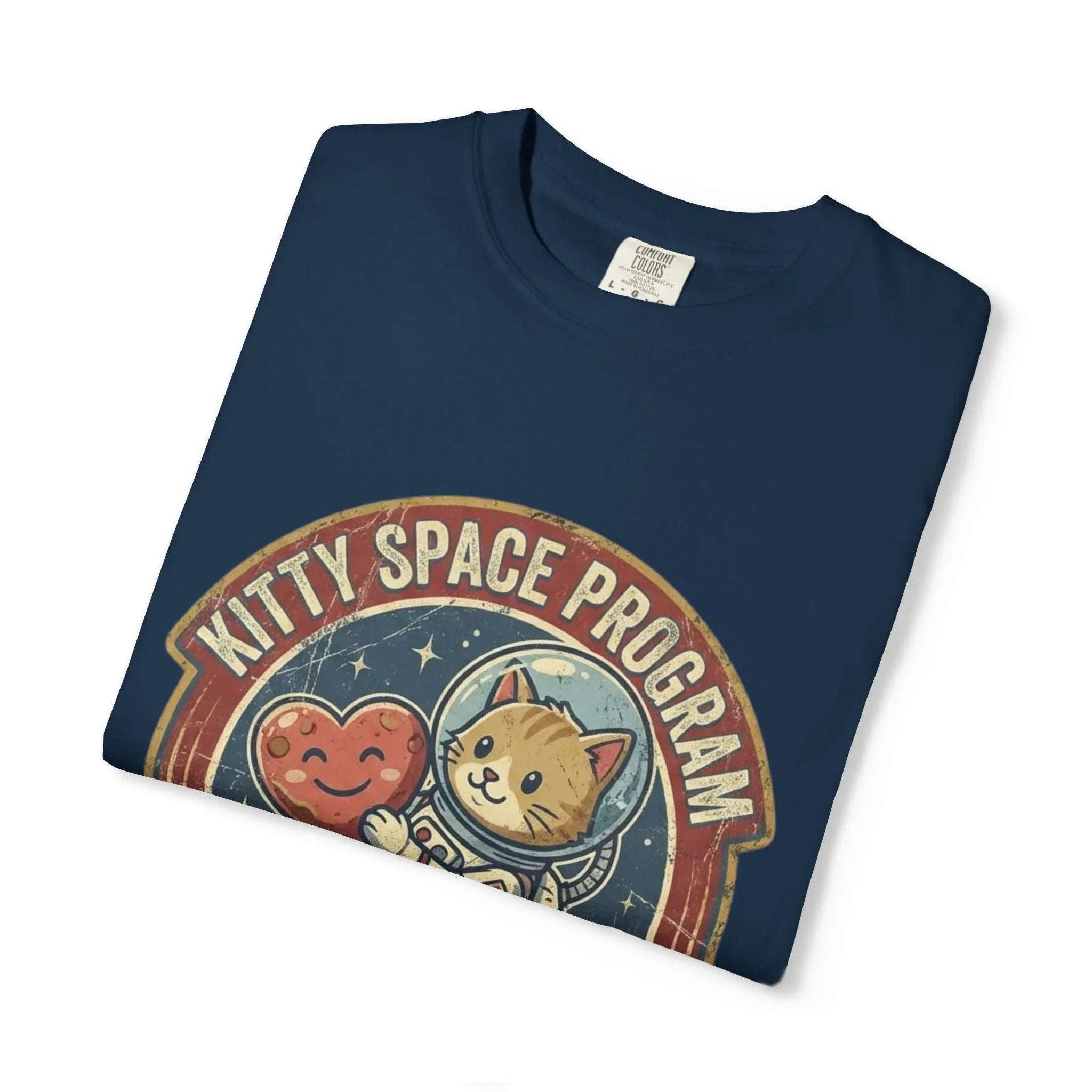 Kitty Space Program Im Over the Moon T-Shirt | Vintage Cat Astronaut Graphic Tee | Retro Space Cat Lover Gift Shirt