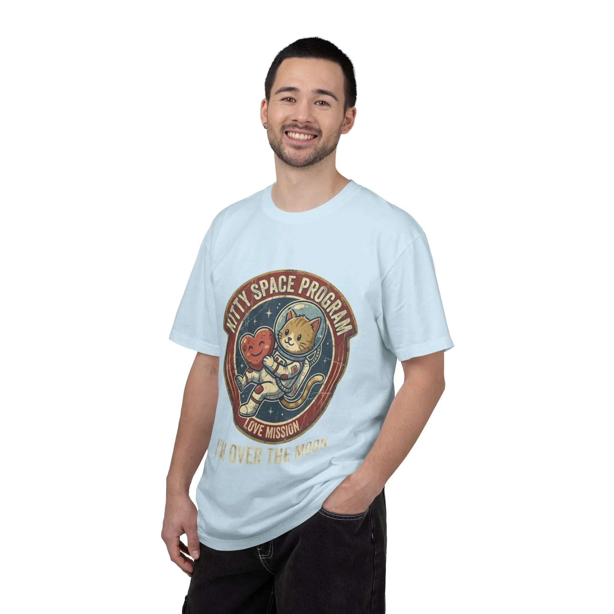 Kitty Space Program Im Over the Moon T-Shirt | Vintage Cat Astronaut Graphic Tee | Retro Space Cat Lover Gift Shirt