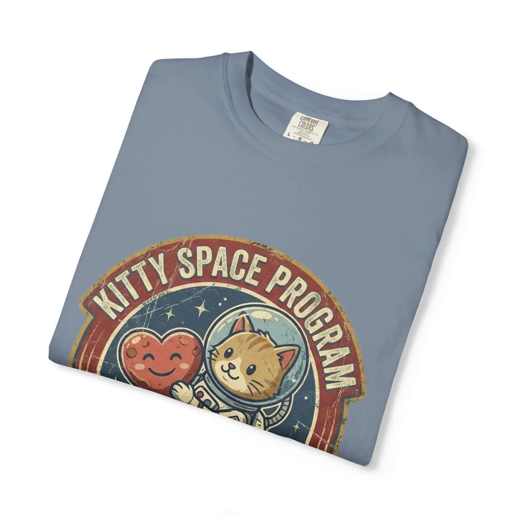 Kitty Space Program Im Over the Moon T-Shirt | Vintage Cat Astronaut Graphic Tee | Retro Space Cat Lover Gift Shirt