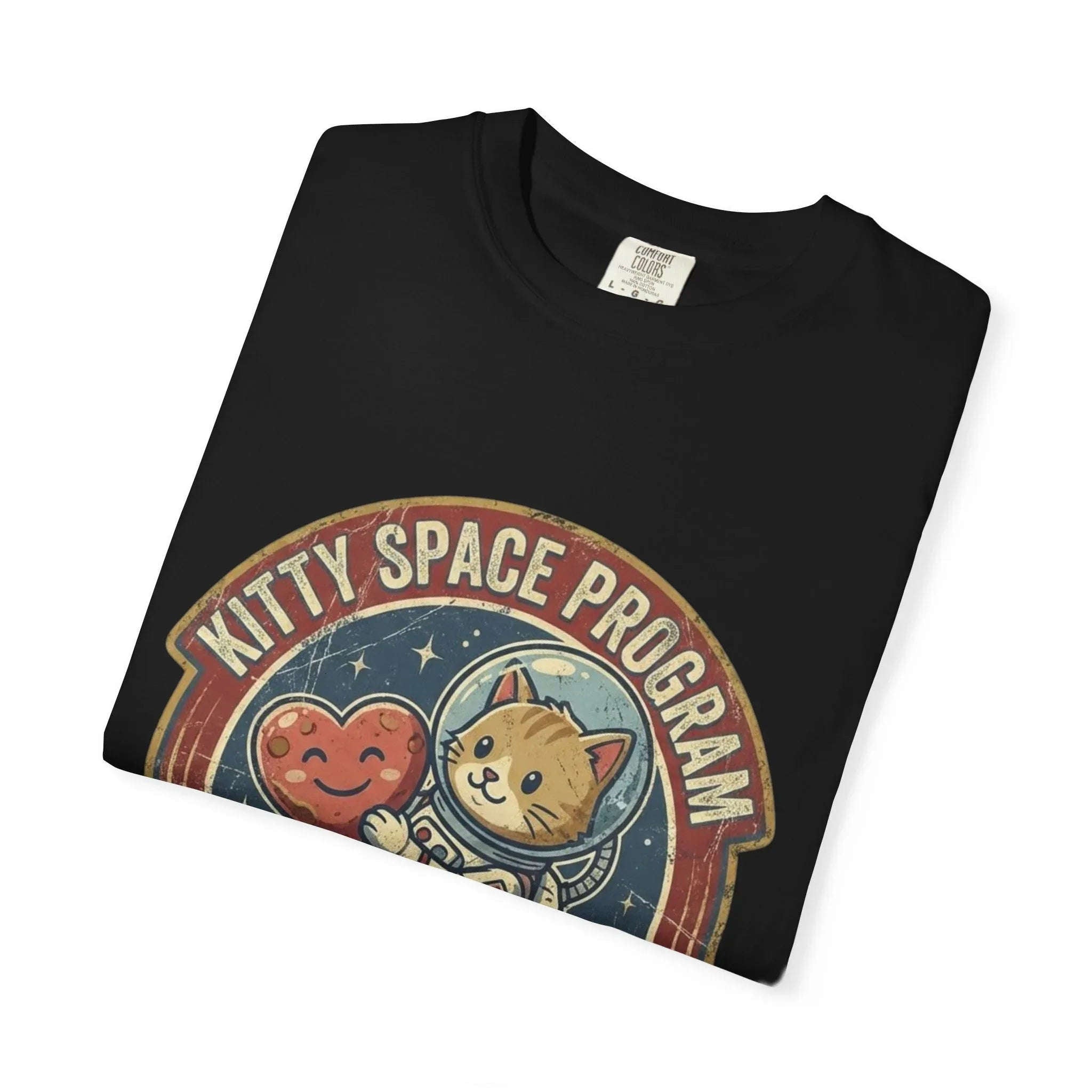 Kitty Space Program Im Over the Moon T-Shirt | Vintage Cat Astronaut Graphic Tee | Retro Space Cat Lover Gift Shirt