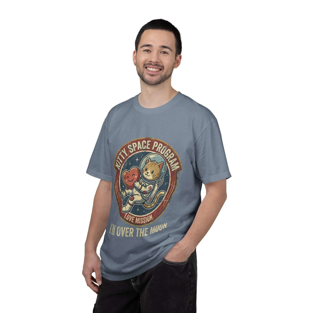 Kitty Space Program Im Over the Moon T-Shirt | Vintage Cat Astronaut Graphic Tee | Retro Space Cat Lover Gift Shirt