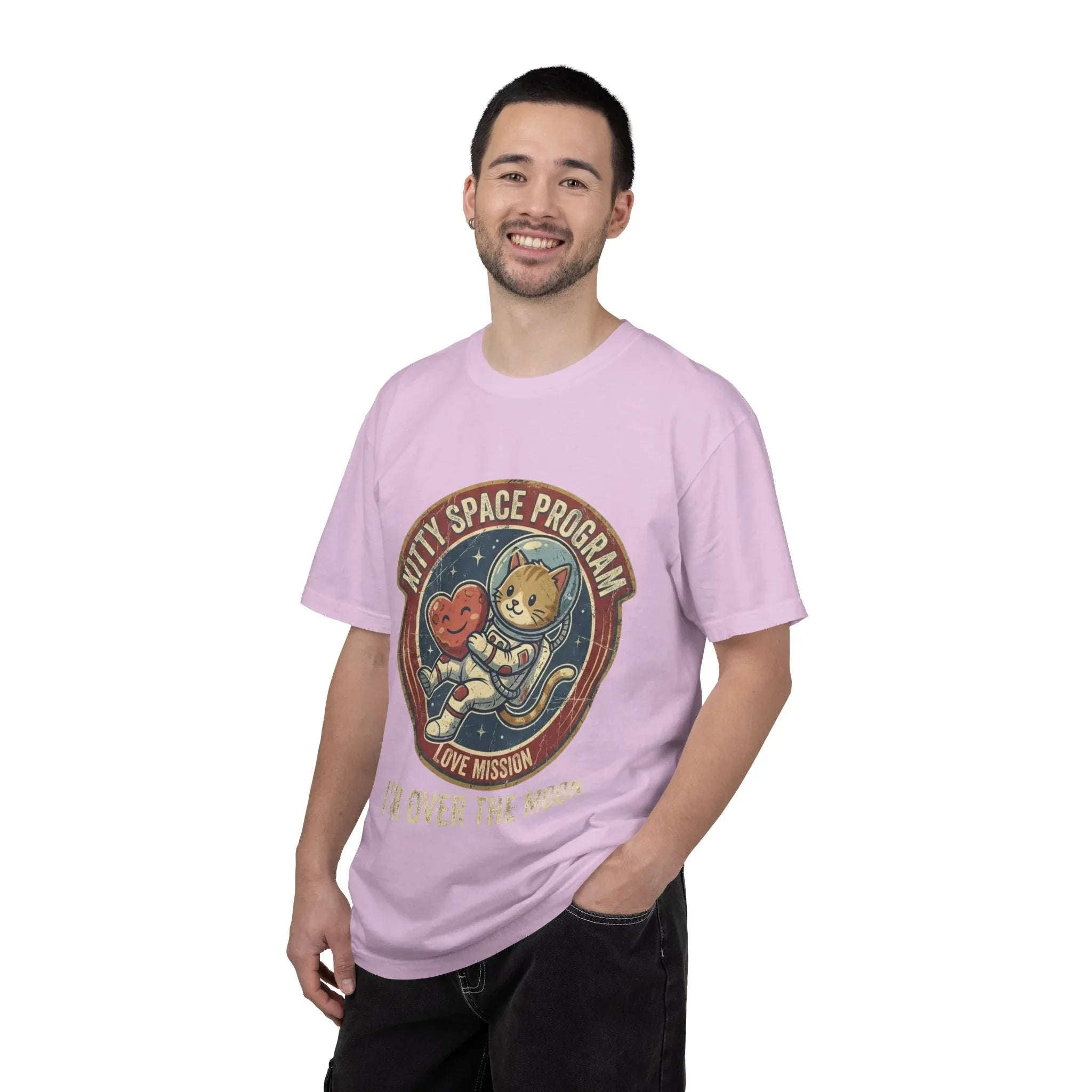 Kitty Space Program Im Over the Moon T-Shirt | Vintage Cat Astronaut Graphic Tee | Retro Space Cat Lover Gift Shirt
