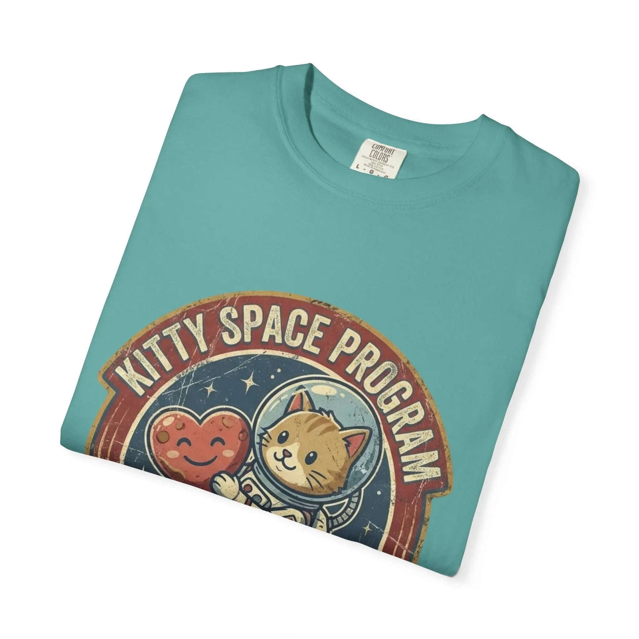 Kitty Space Program Im Over the Moon T-Shirt | Vintage Cat Astronaut Graphic Tee | Retro Space Cat Lover Gift Shirt