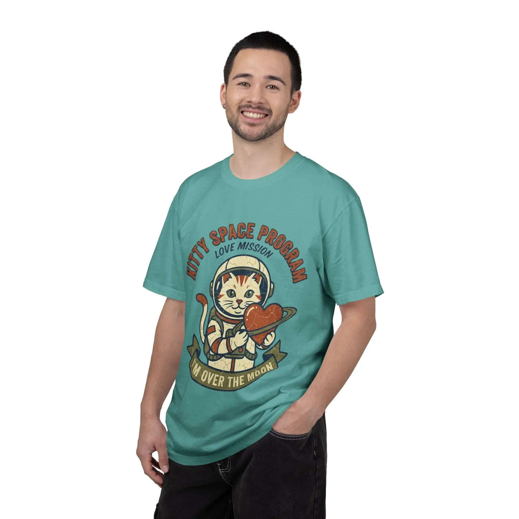 Kitty Space Program T-Shirt | Vintage Astronaut Cat Im Over the Moon Graphic Tee | Retro Space Cat Lover Gift Shirt