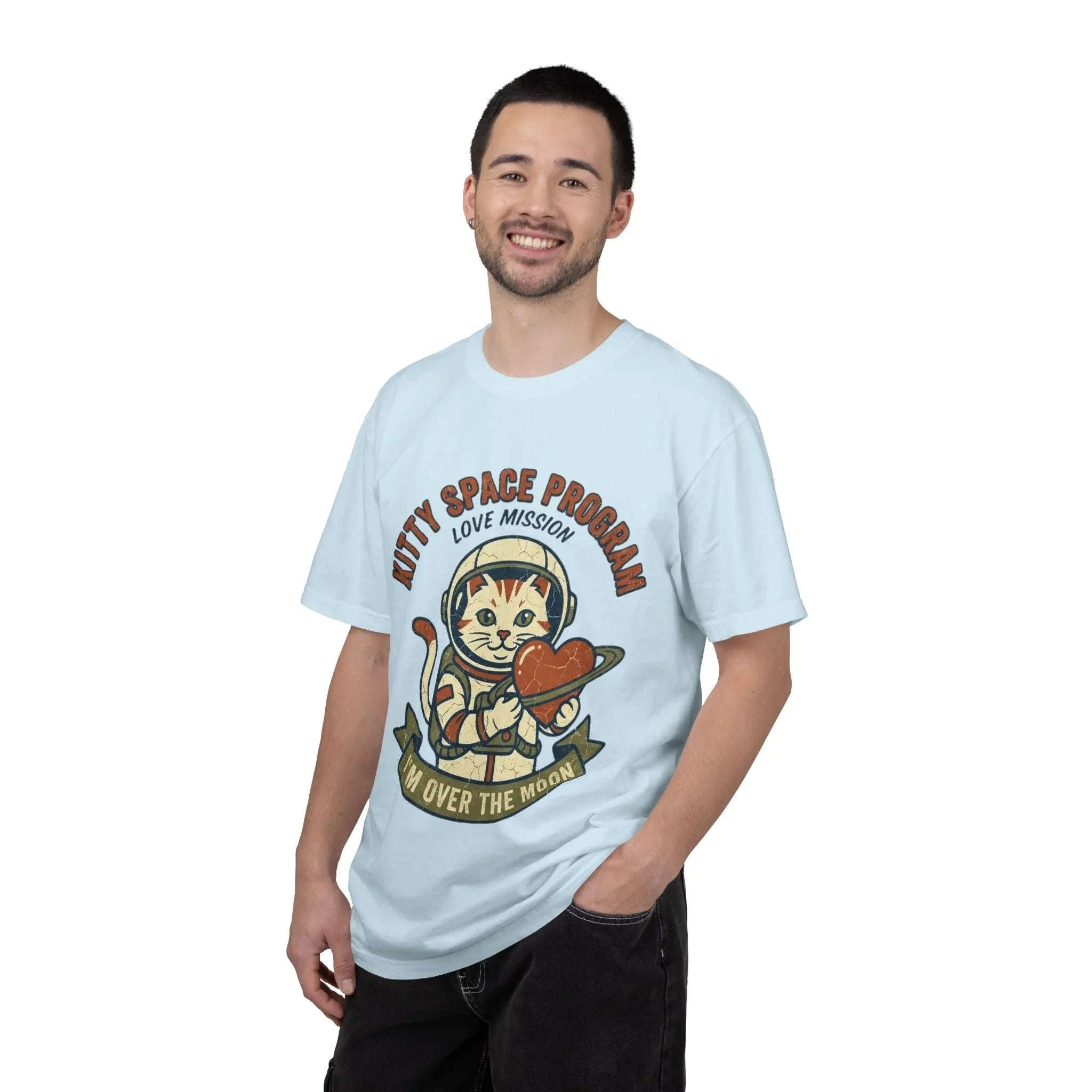 Kitty Space Program T-Shirt | Vintage Astronaut Cat Im Over the Moon Graphic Tee | Retro Space Cat Lover Gift Shirt