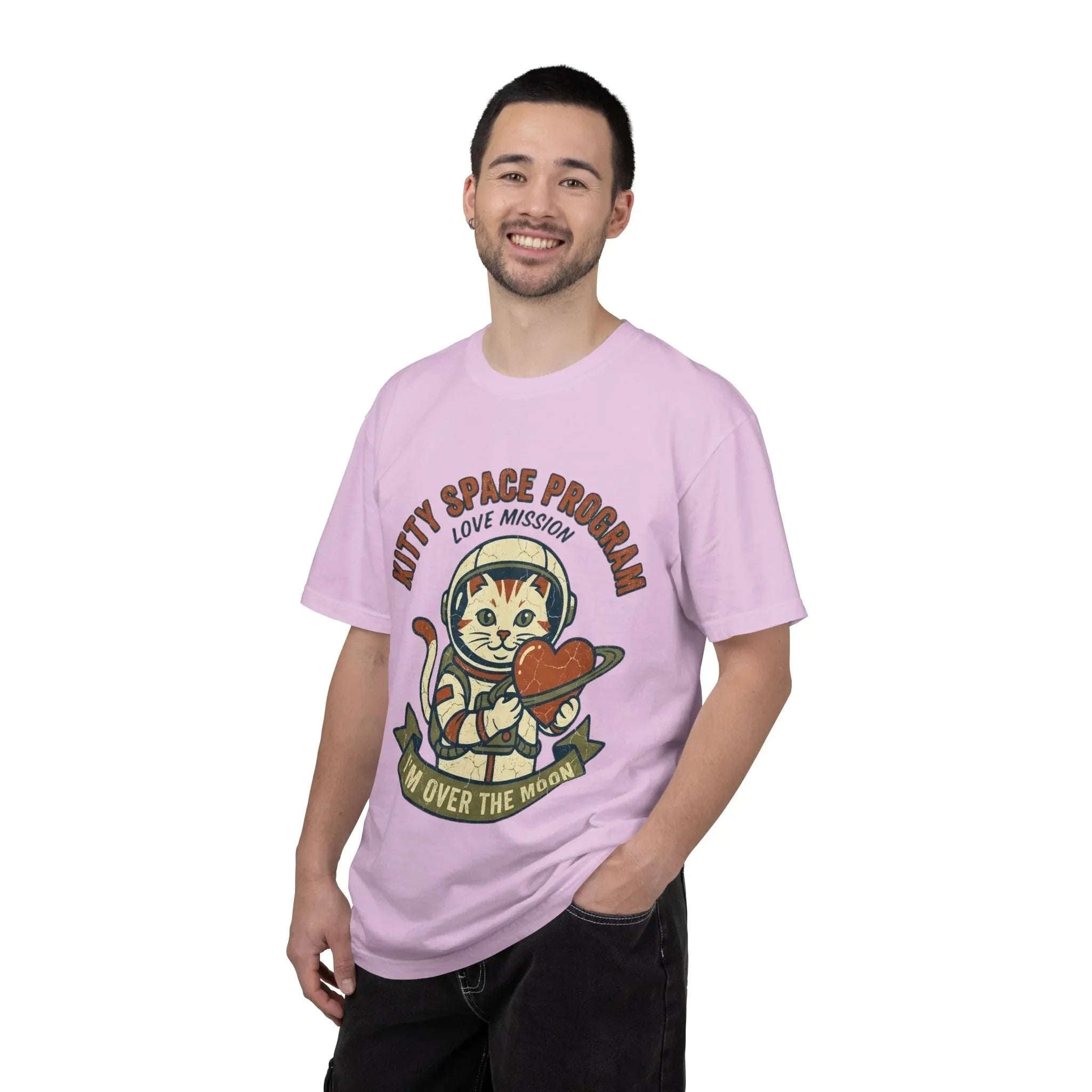 Kitty Space Program T-Shirt | Vintage Astronaut Cat Im Over the Moon Graphic Tee | Retro Space Cat Lover Gift Shirt