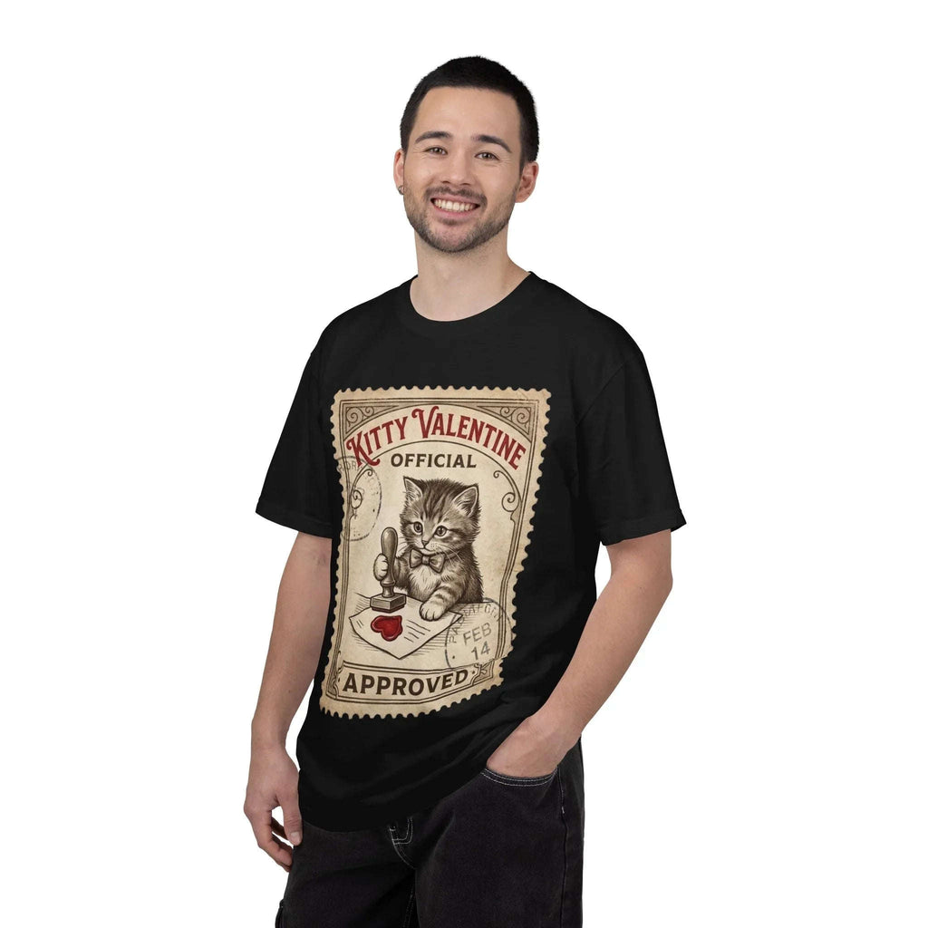 Kitty Valentine Official Approved T-Shirt | Vintage Kitten Stamp Graphic Tee | Retro Valentine Cat Lover Gift Shirt