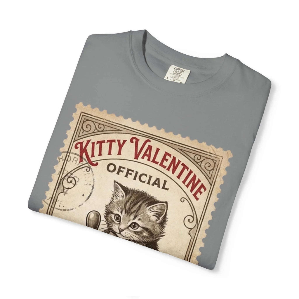 Kitty Valentine Official Approved T-Shirt | Vintage Kitten Stamp Graphic Tee | Retro Valentine Cat Lover Gift Shirt