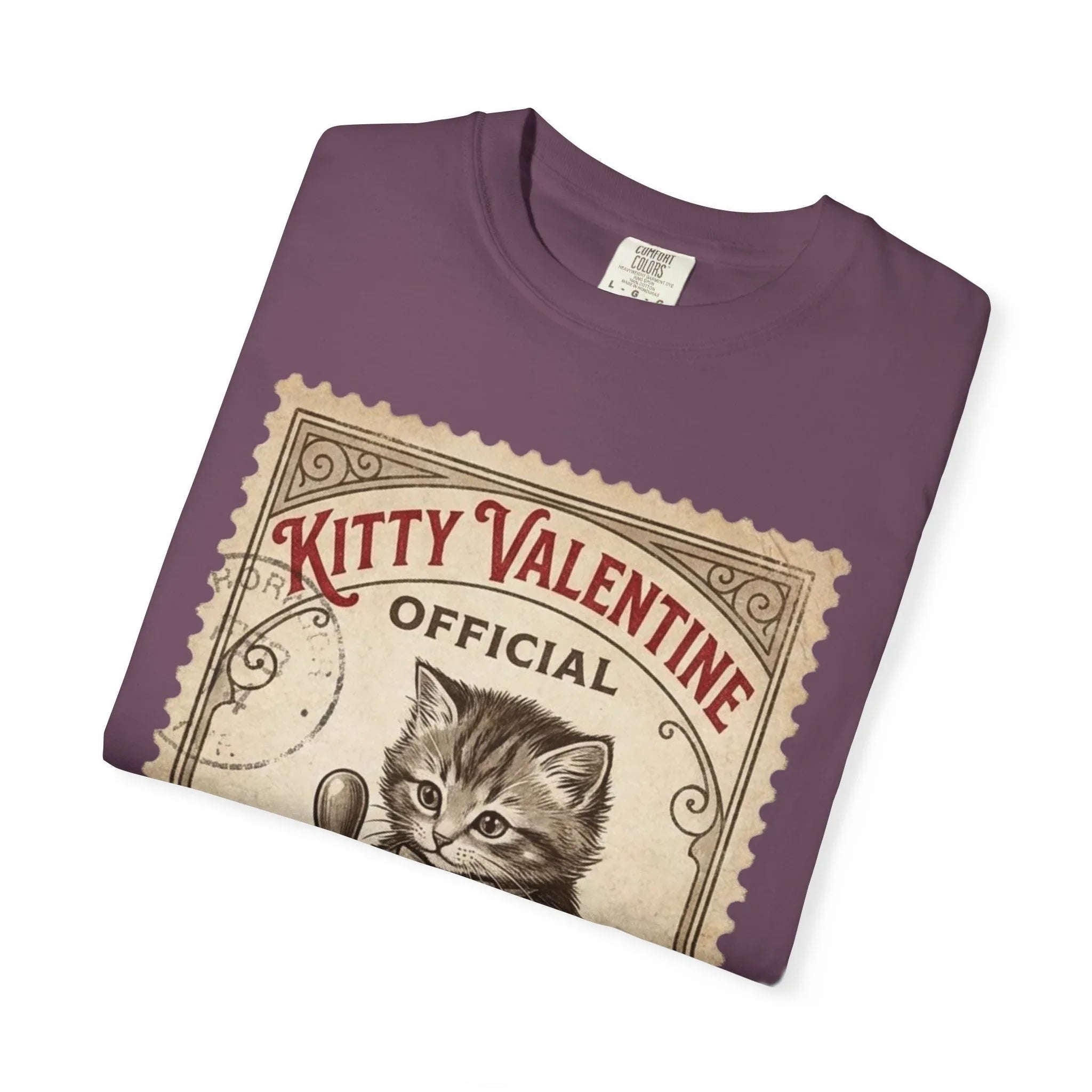 Kitty Valentine Official Approved T-Shirt | Vintage Kitten Stamp Graphic Tee | Retro Valentine Cat Lover Gift Shirt