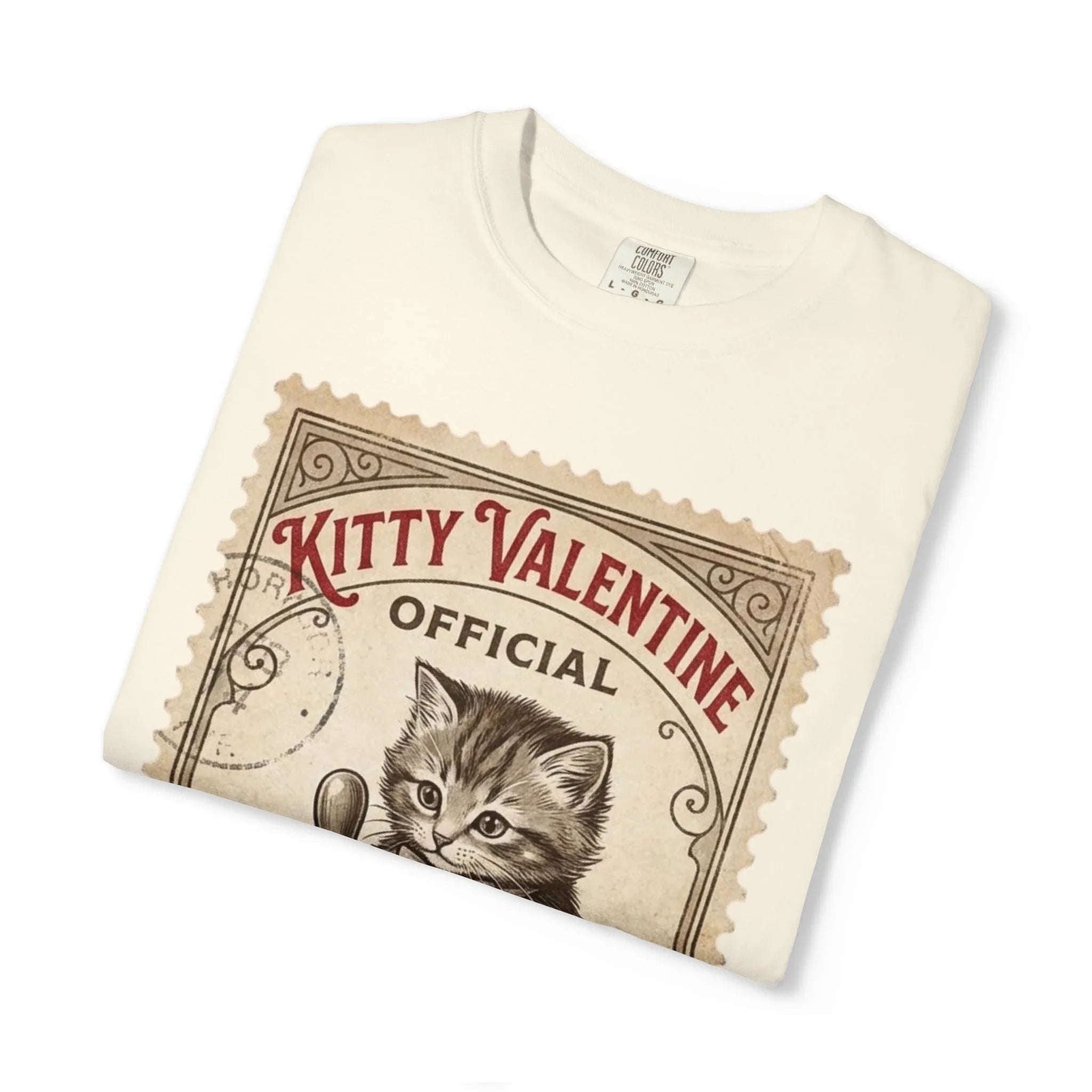 Kitty Valentine Official Approved T-Shirt | Vintage Kitten Stamp Graphic Tee | Retro Valentine Cat Lover Gift Shirt