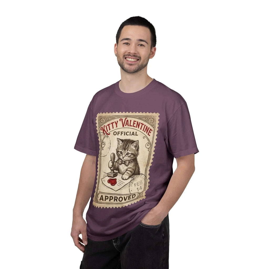 Kitty Valentine Official Approved T-Shirt | Vintage Kitten Stamp Graphic Tee | Retro Valentine Cat Lover Gift Shirt