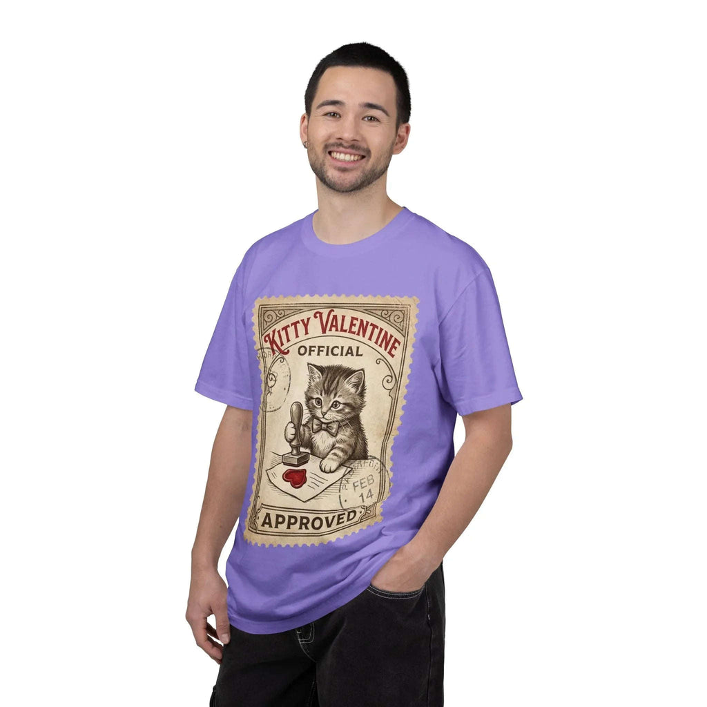 Kitty Valentine Official Approved T-Shirt | Vintage Kitten Stamp Graphic Tee | Retro Valentine Cat Lover Gift Shirt