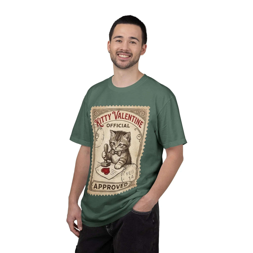Kitty Valentine Official Approved T-Shirt | Vintage Kitten Stamp Graphic Tee | Retro Valentine Cat Lover Gift Shirt