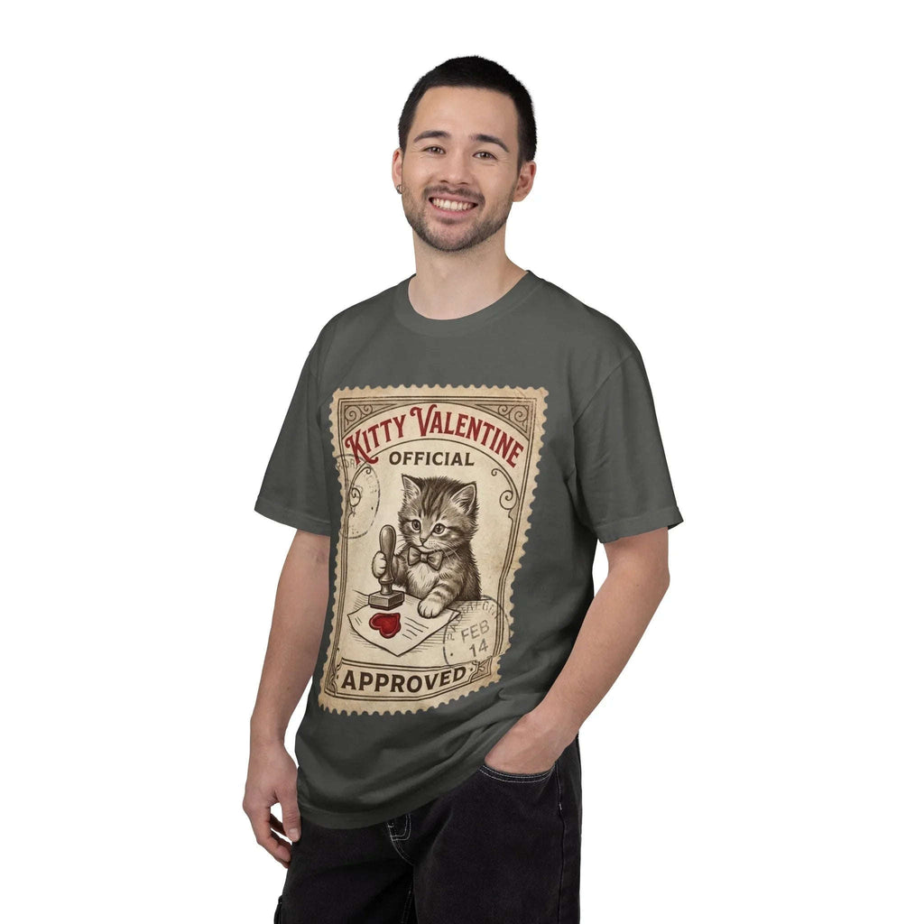 Kitty Valentine Official Approved T-Shirt | Vintage Kitten Stamp Graphic Tee | Retro Valentine Cat Lover Gift Shirt