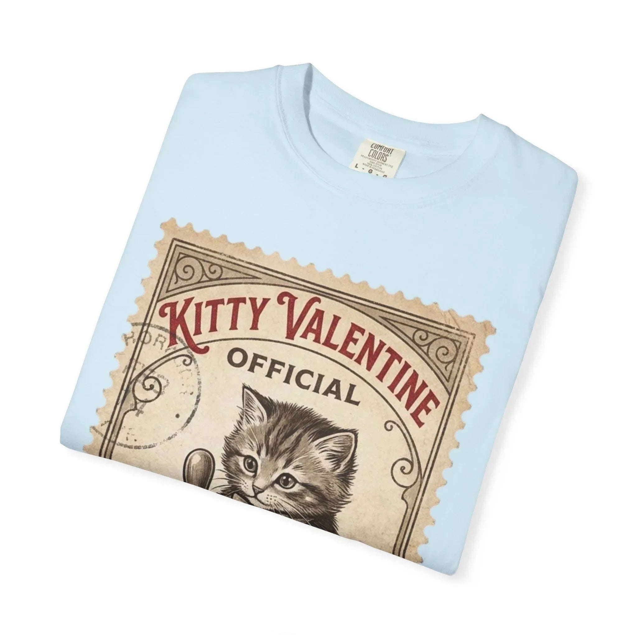 Kitty Valentine Official Approved T-Shirt | Vintage Kitten Stamp Graphic Tee | Retro Valentine Cat Lover Gift Shirt