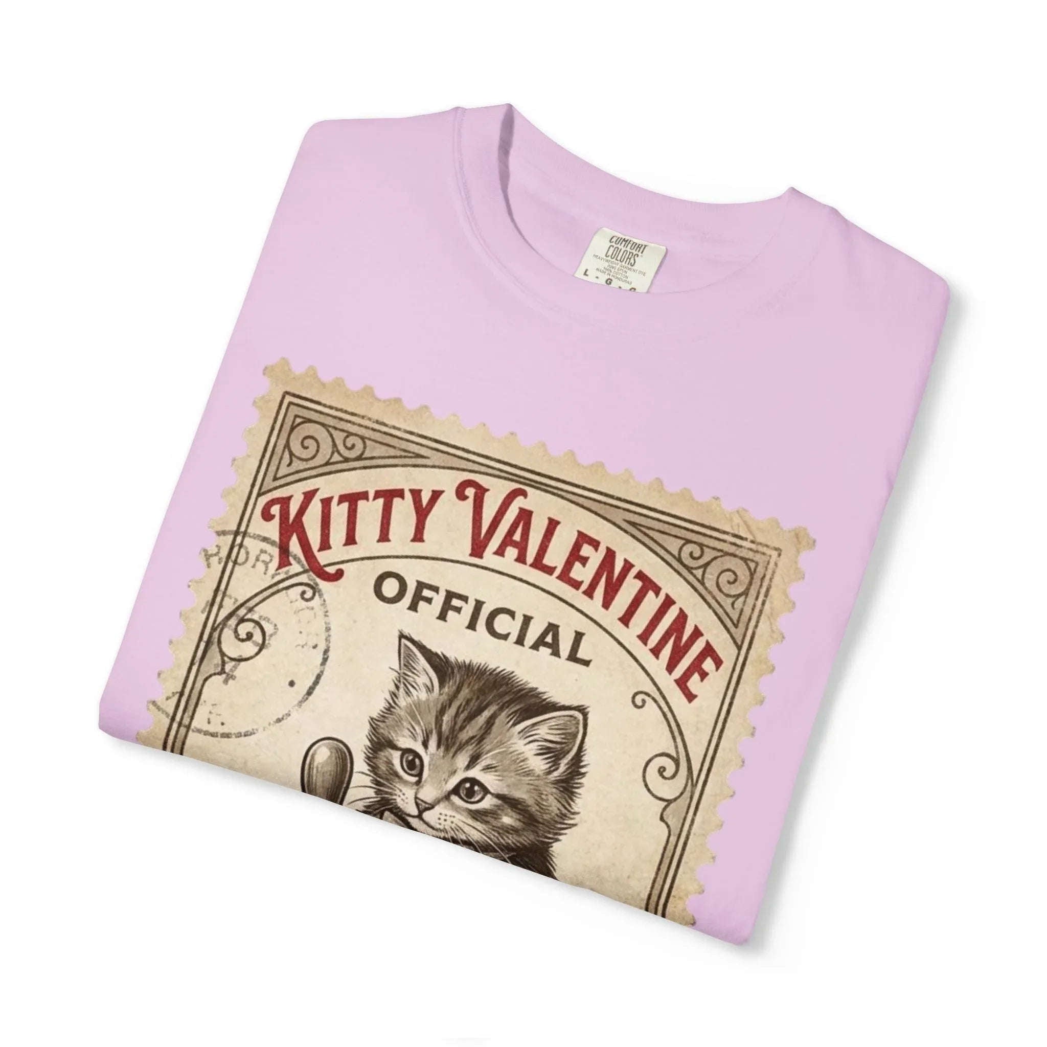 Kitty Valentine Official Approved T-Shirt | Vintage Kitten Stamp Graphic Tee | Retro Valentine Cat Lover Gift Shirt
