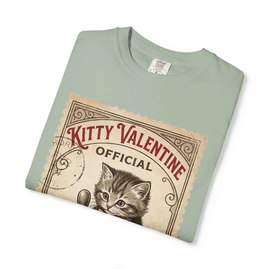 Kitty Valentine Official Approved T-Shirt | Vintage Kitten Stamp Graphic Tee | Retro Valentine Cat Lover Gift Shirt
