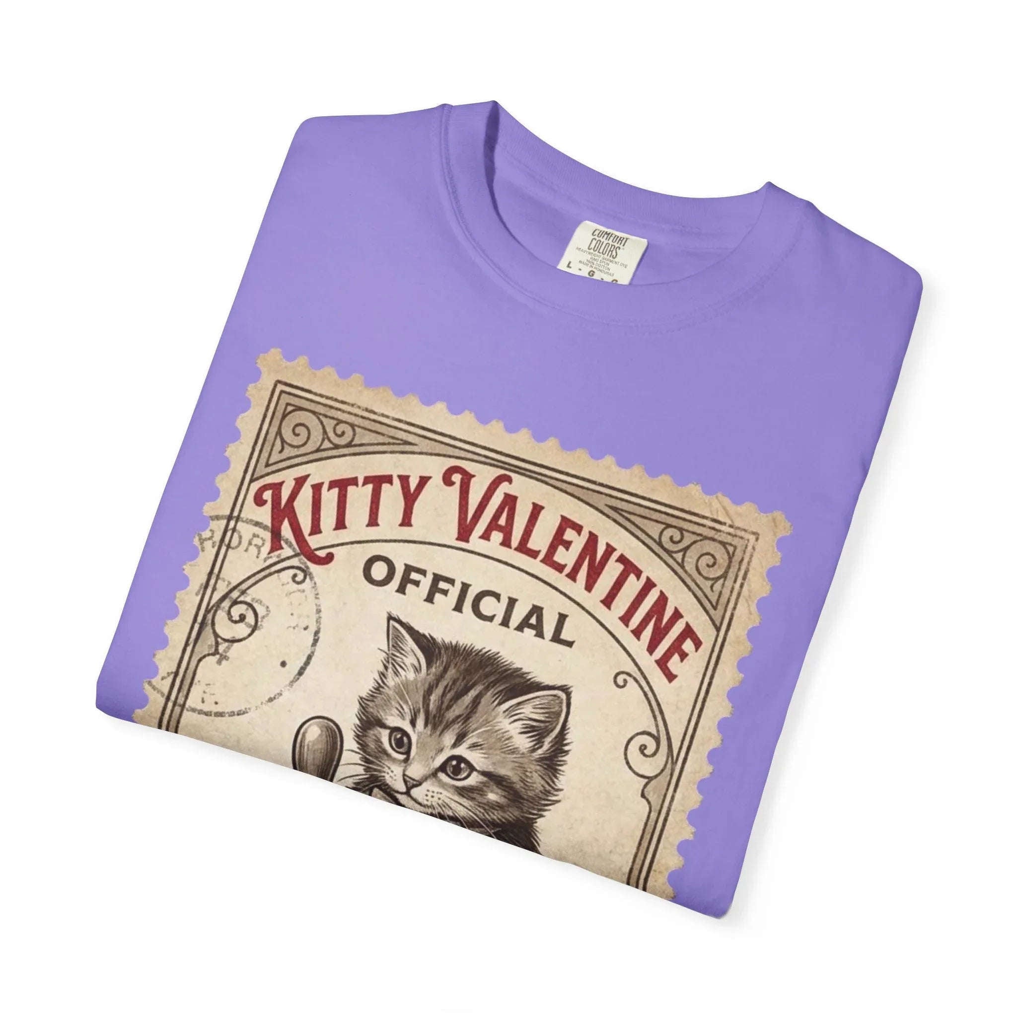 Kitty Valentine Official Approved T-Shirt | Vintage Kitten Stamp Graphic Tee | Retro Valentine Cat Lover Gift Shirt