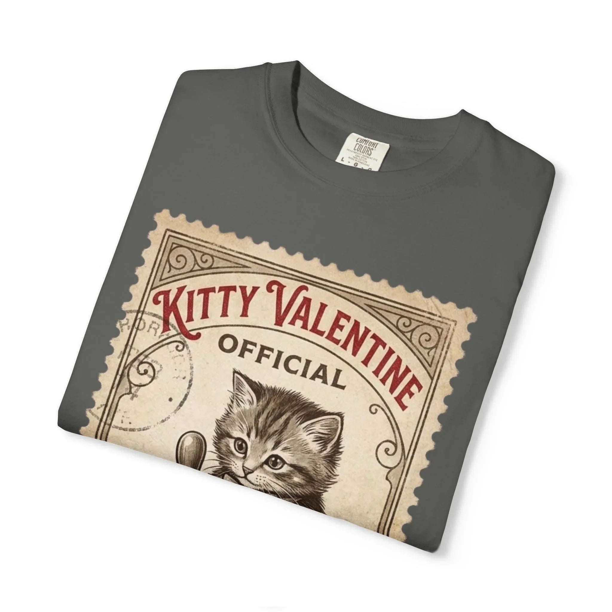 Kitty Valentine Official Approved T-Shirt | Vintage Kitten Stamp Graphic Tee | Retro Valentine Cat Lover Gift Shirt