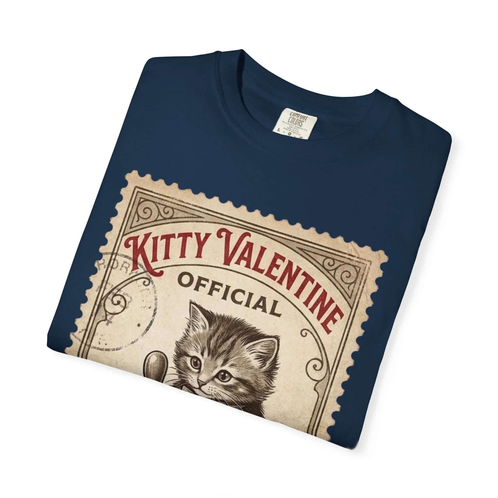 Kitty Valentine Official Approved T-Shirt | Vintage Kitten Stamp Graphic Tee | Retro Valentine Cat Lover Gift Shirt
