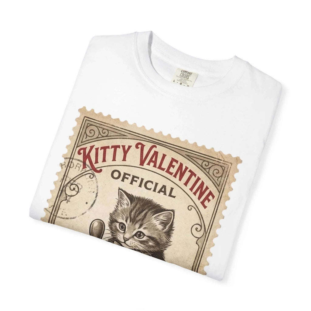 Kitty Valentine Official Approved T-Shirt | Vintage Kitten Stamp Graphic Tee | Retro Valentine Cat Lover Gift Shirt