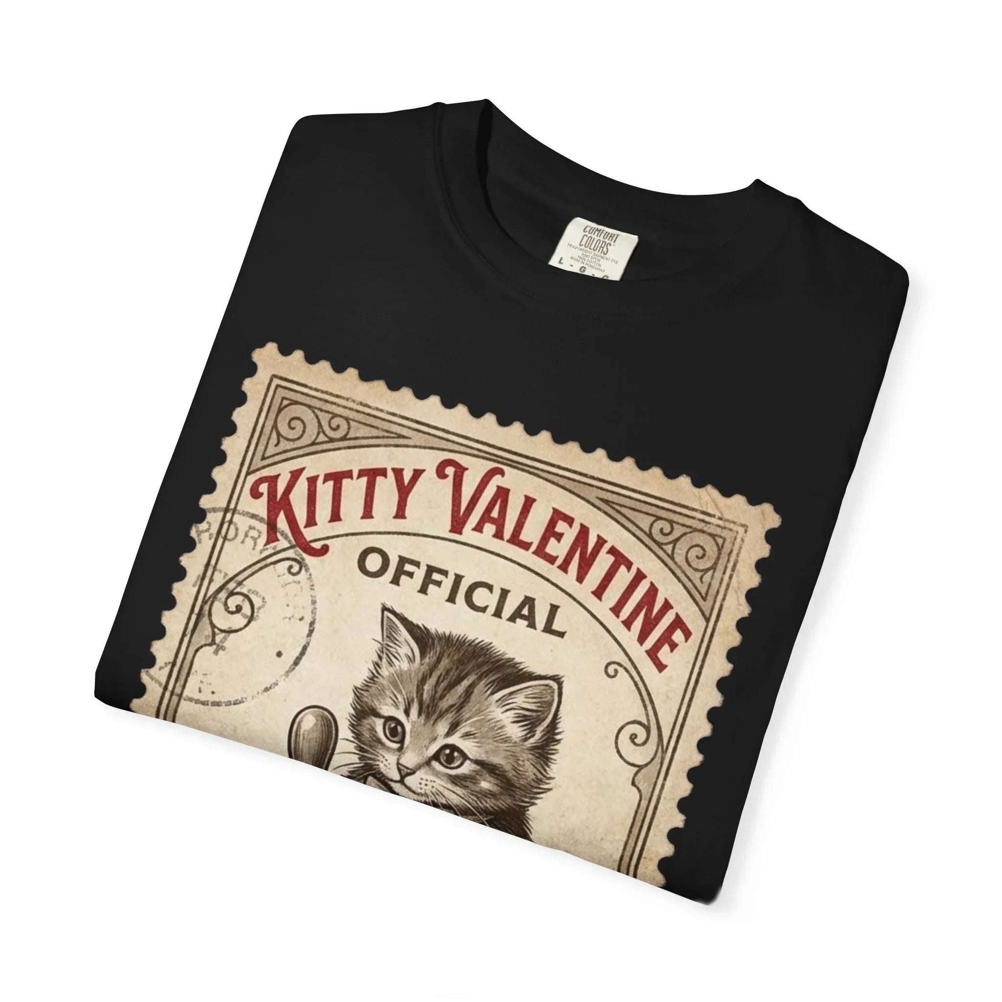 Kitty Valentine Official Approved T-Shirt | Vintage Kitten Stamp Graphic Tee | Retro Valentine Cat Lover Gift Shirt