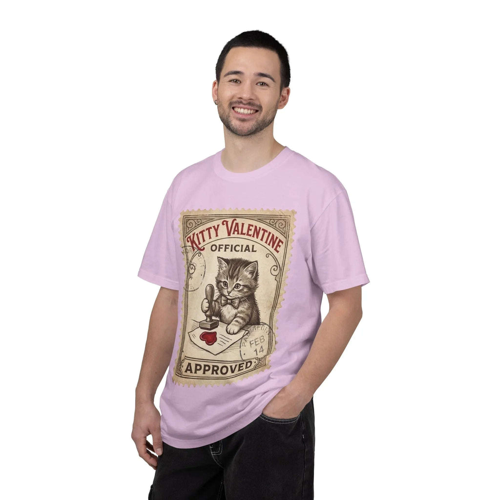 Kitty Valentine Official Approved T-Shirt | Vintage Kitten Stamp Graphic Tee | Retro Valentine Cat Lover Gift Shirt