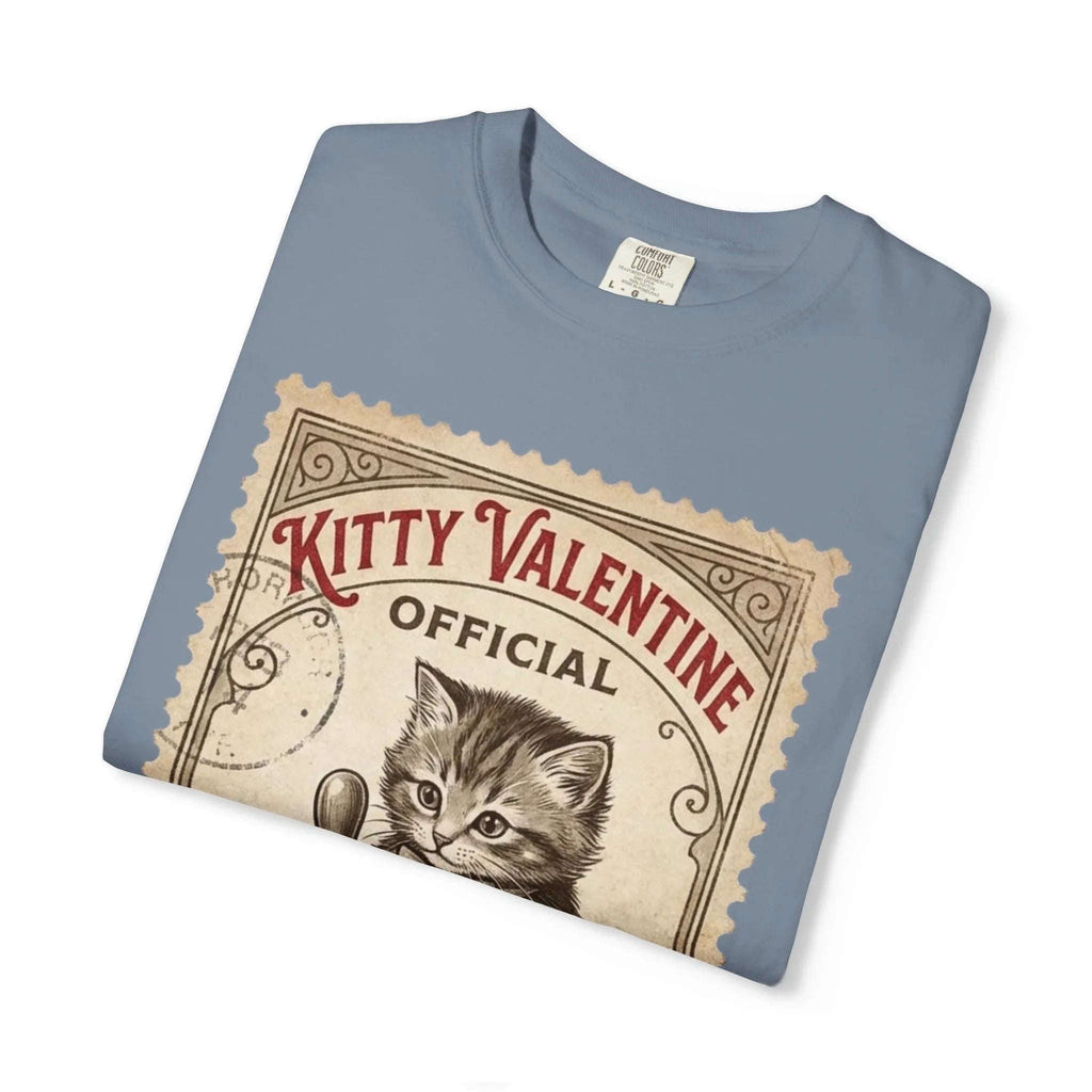 Kitty Valentine Official Approved T-Shirt | Vintage Kitten Stamp Graphic Tee | Retro Valentine Cat Lover Gift Shirt