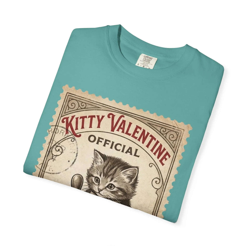 Kitty Valentine Official Approved T-Shirt | Vintage Kitten Stamp Graphic Tee | Retro Valentine Cat Lover Gift Shirt