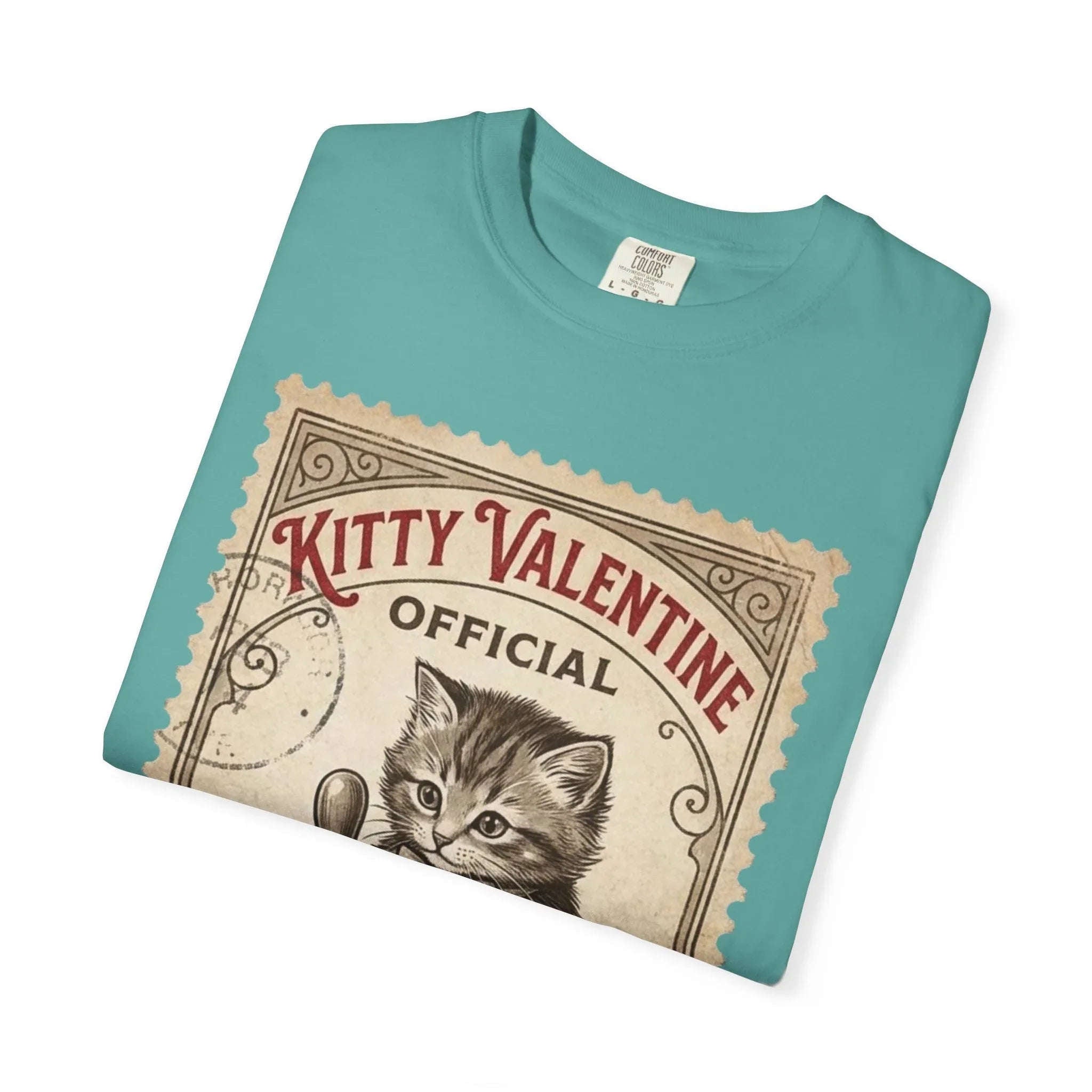 Kitty Valentine Official Approved T-Shirt | Vintage Kitten Stamp Graphic Tee | Retro Valentine Cat Lover Gift Shirt