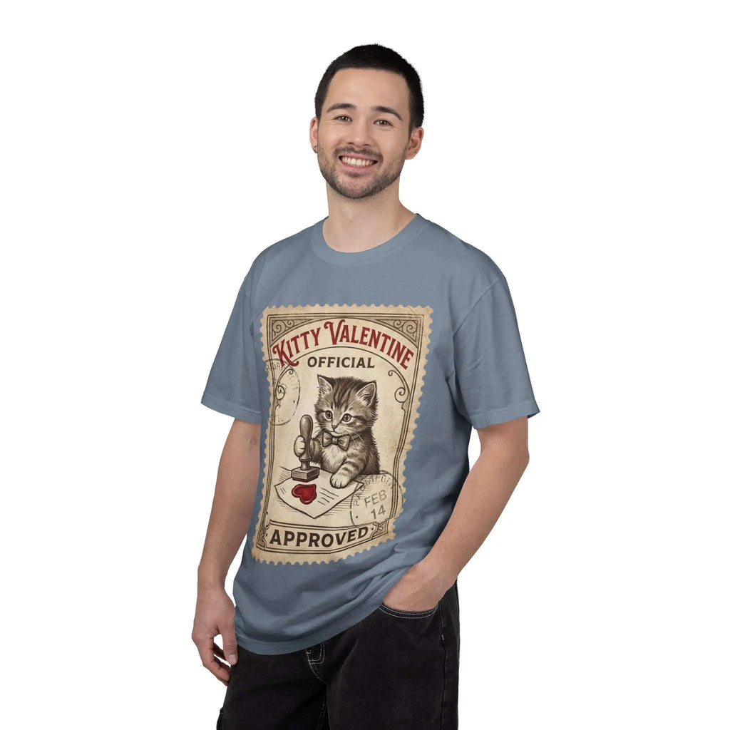 Kitty Valentine Official Approved T-Shirt | Vintage Kitten Stamp Graphic Tee | Retro Valentine Cat Lover Gift Shirt