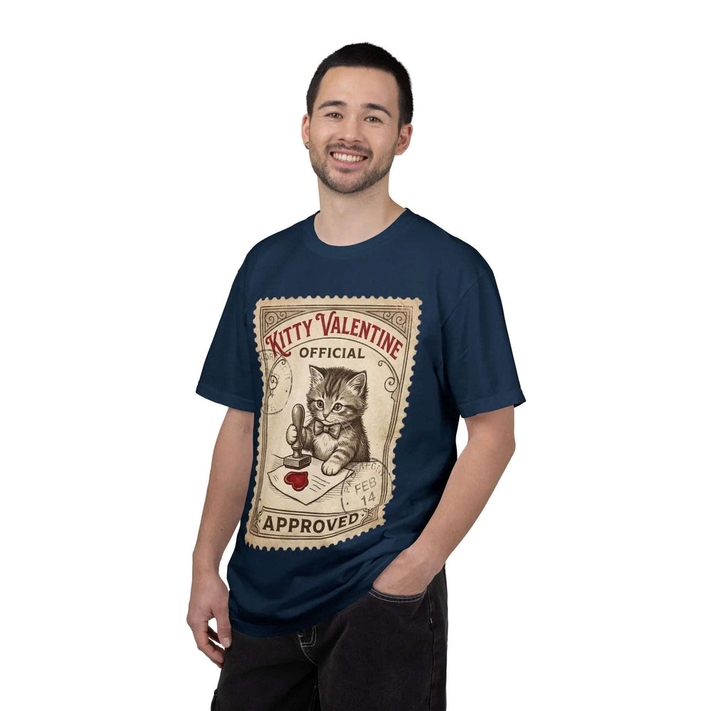 Kitty Valentine Official Approved T-Shirt | Vintage Kitten Stamp Graphic Tee | Retro Valentine Cat Lover Gift Shirt