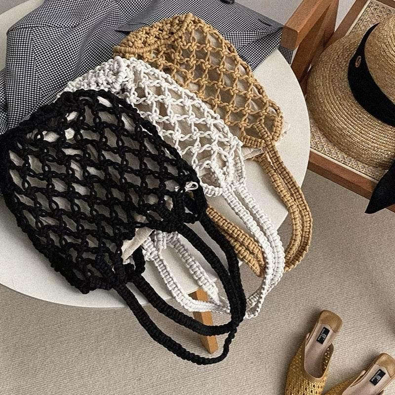 Korean Handmade Crossbody Bag - Minimalist Cotton Bucket Bag with Drawstring Closure & Inner Pouch in 3 Colors