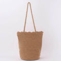 Korean Handwoven Shoulder Bag for Chic Everyday Style khaki