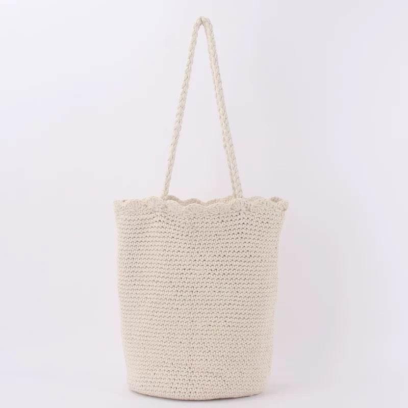 Korean Handwoven Shoulder Bag for Chic Everyday Style white