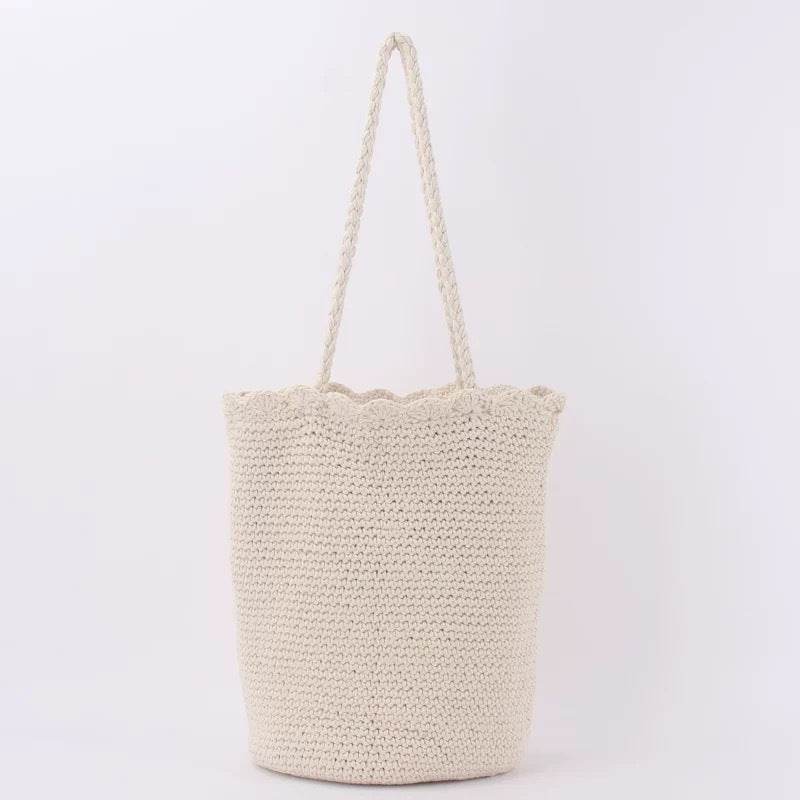 Korean Handwoven Shoulder Bag for Chic Everyday Style white