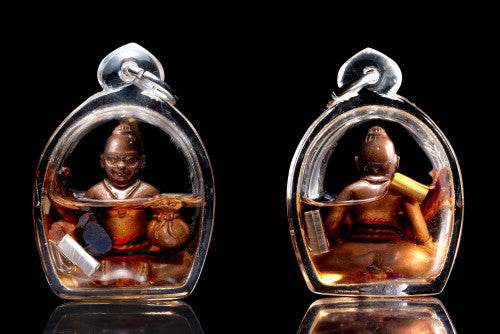 Kuman Chao Sua Noi rich guardian talisman encased in clear protective casing by Thai Blessing Co