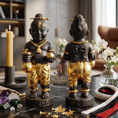 ✨ "Kuman Ngoen Lai Ma" (Money-Flowing Golden Kuman Boy) - Gold-Foil Covered Samrit Bronze Edition The Sovereign Masterpiece of Wealth Attraction, Unstoppable Trade Prosperity, and Fortunate Blessings! Thai Blessing Co By RURUECHA