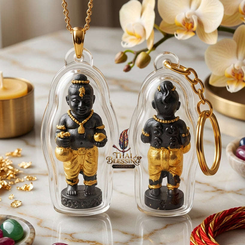 ✨ "Kuman Ngoen Lai Ma" (Money-Flowing Golden Kuman Boy) - Gold-Foil Covered Samrit Bronze Edition The Sovereign Masterpiece of Wealth Attraction, Unstoppable Trade Prosperity, and Fortunate Blessings! Thai Blessing Co By RURUECHA