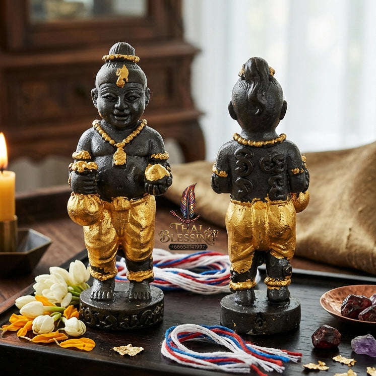 ✨ "Kuman Ngoen Lai Ma" (Money-Flowing Golden Kuman Boy) - Gold-Foil Covered Samrit Bronze Edition The Sovereign Masterpiece of Wealth Attraction, Unstoppable Trade Prosperity, and Fortunate Blessings! Thai Blessing Co By RURUECHA