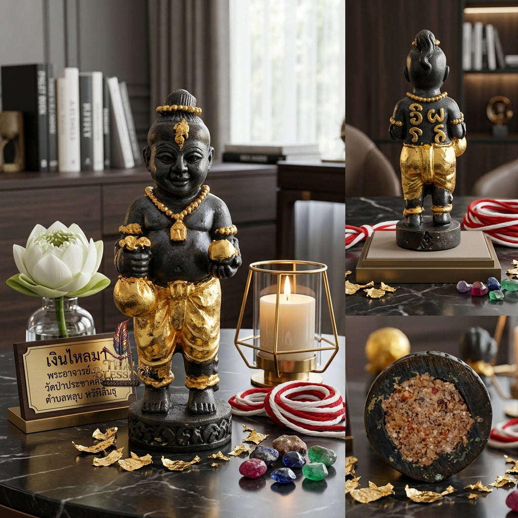 ✨ "Kuman Ngoen Lai Ma" (Money-Flowing Golden Kuman Boy) - Gold-Foil Covered Samrit Bronze Edition The Sovereign Masterpiece of Wealth Attraction, Unstoppable Trade Prosperity, and Fortunate Blessings! Thai Blessing Co By RURUECHA