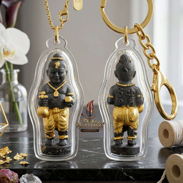✨ "Kuman Ngoen Lai Ma" (Money-Flowing Golden Kuman Boy) - Gold-Foil Covered Samrit Bronze Edition The Sovereign Masterpiece of Wealth Attraction, Unstoppable Trade Prosperity, and Fortunate Blessings! Thai Blessing Co By RURUECHA