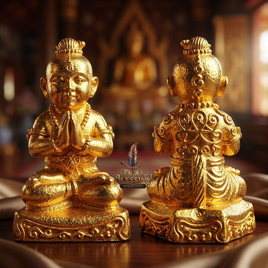 ✨ Kuman Phrai Sitthi Chok Nuea Samrit Chup Thong Gold-Plated Wealth-Drawing Phrai Child Spirit - Supreme Financial Prosperity, Commerce, & Infinite Sustenance Thai Blessing Co By RURUECHA