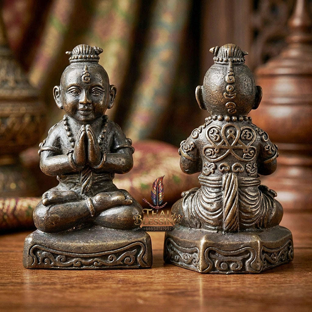 ✨ Kuman Phrai Sitthi Chok Nuea Samrit Rom Dam Wealth-Drawing Phrai Child Spirit - Supreme Financial Prosperity, Commerce, & Infinite Sustenance Thai Blessing Co By RURUECHA